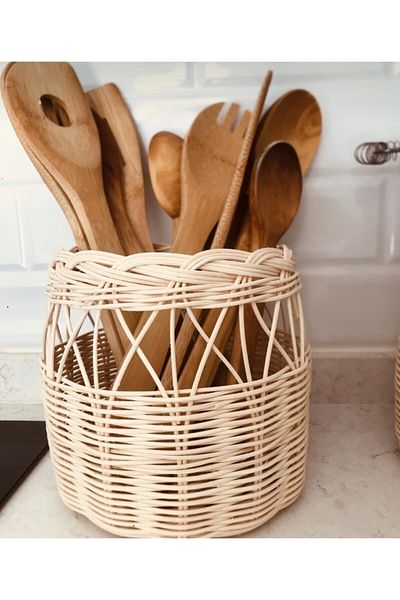 AFRALYAHOME Rattan Bamboo - Χειροποίητη Μπολ Κουταλιών