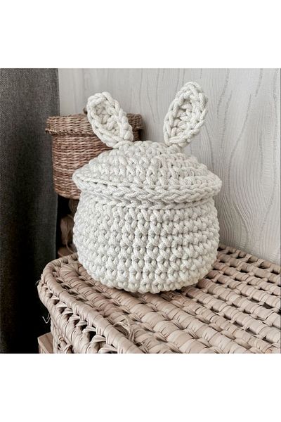 AFRALYAHOME Καλάθι Παιδικού Δωματίου 20x20 Rabbit Ears - Πλεκτό Πολλαπλών Χρήσεων (ΤΙΜΗ ΠΟΜΗ)