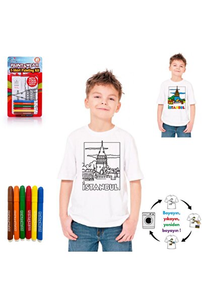 paint-wear Galata Kulesi Boyama T-shirt 7-8 Yaş
