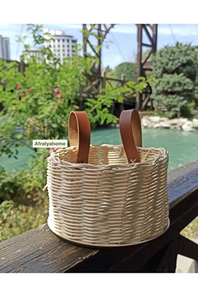 afralya home Hasır Bambu Rattan Scooter Sepeti Bisiklet Sepeti - Kitaplık Sepeti
