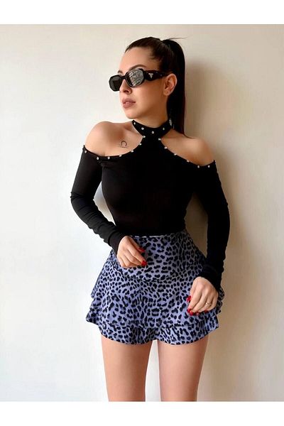 merysare Fusta mini scurtă colorată pentru femei - Diver Fabric