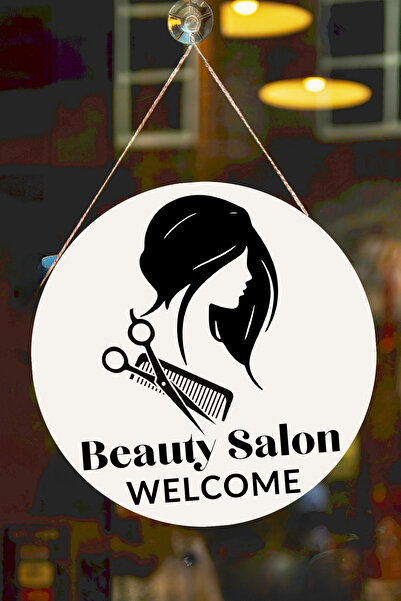 Nod Salon de înfrumusețare - Semn de bun venit pentru ușă din sticlă, ornamen...