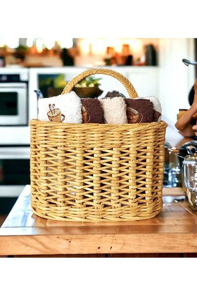 AFRALYAHOME Καλάθι Rattan πολλαπλών χρήσεων, Οργανωτής κουζίνας, Καλάθι με φρούτα, Organizer Διακόσμηση σπιτιού