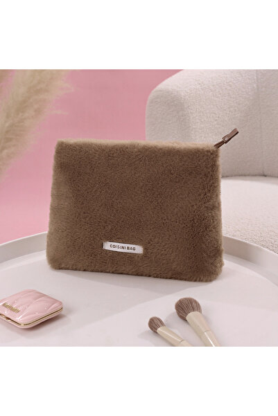 DEKOHOP Peluş Makyaj ve Kozmetik Eşya Taşıma Çantası Geniş Hacimli Çanta Orga...