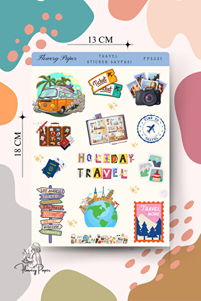Flowery Paper Travel Sticker Sayfası - Defter,Ajanda ,Journal,Scrapbook,için ...