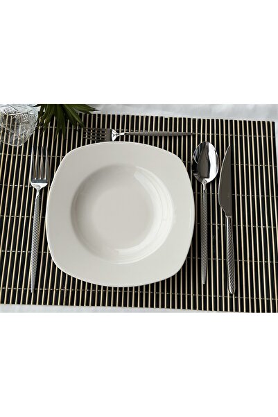 Genel Markalar Kütahya Modern Krem 6'lı 6 Kişilik Çukur Yemek Tabağı Takımı