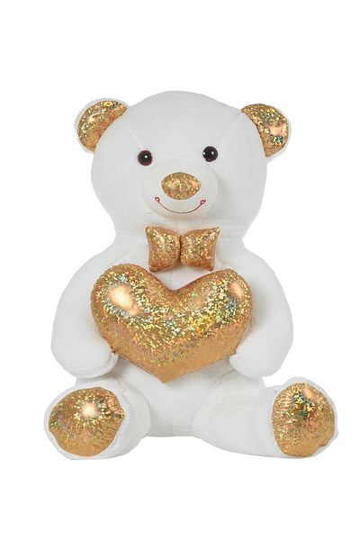 Sole 140 Cm Plush Bear with Gold Bow Tie - Heart Holding, Special Series Gift for Lover