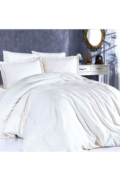 Gasel Home طقم غطاء لحاف من الساتان القطني المخطط المرن ذو 5 نجوم من نوع الفن...