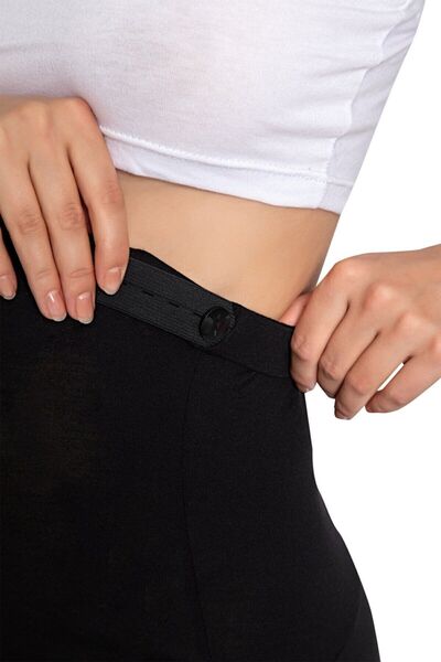 MyBen Kadın Siyah Ayarlanabilir Bel Hamile Lohusa Pamuklu Kapri 2022-irf09