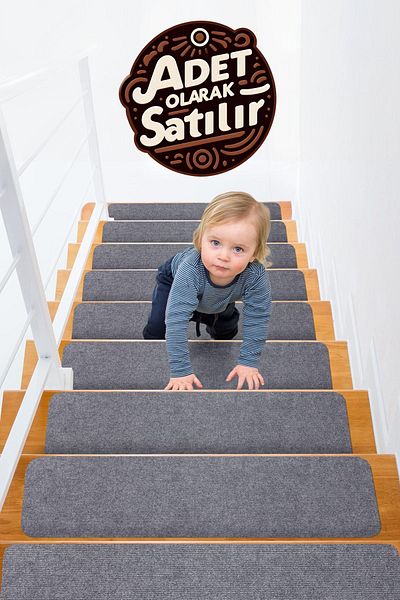 Stepmat Halifleks Adhesive Base Stair Step Mat with Rip Carpet Non-Slip Base - Smoked
