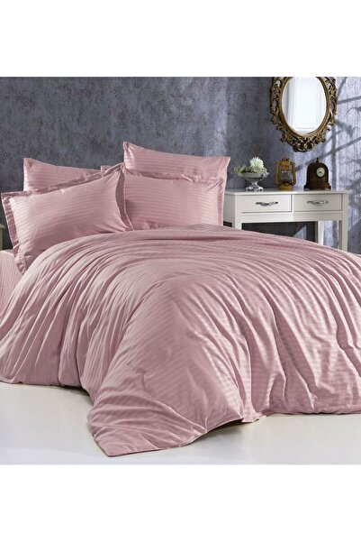 Gasel Home طقم غطاء لحاف من الساتان القطني المخطط المرن ذو 5 نجوم من نوع الفن...