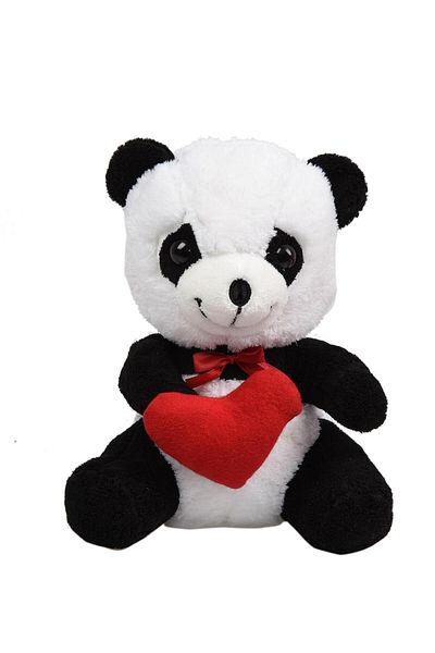 Sole Cute Plush Panda Holding a Heart in Her Hand - 35 cm
