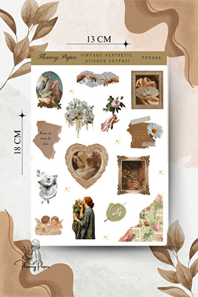 Flowery Paper Vintage Aestehick Sticker Sayfası - Defter,Ajanda ,Journal,Scra...