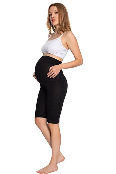 MyBen Capri de bumbac pentru femei, negru, cu talie reglabilă, gravidă postpartum 2022-irf09