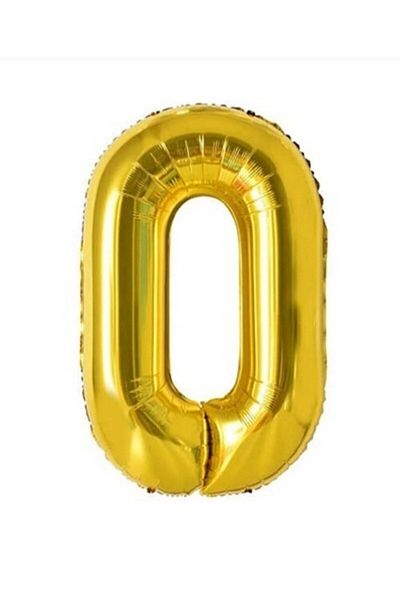 asöy 100 Cm Gold Colored Large Size Foil Balloon - Number 0 40 Inch