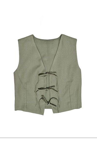 Ladyone Women's Flamed Cotton Vest - Lacing Detailed and Lined