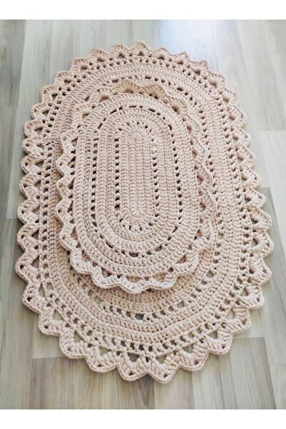 afralya home 2'li Yıkanabilir Banyo Paspası Kilim / %100 El Yapımı Örgü Banyo...