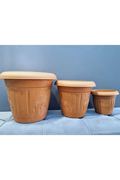 Lider MAGNESİA Bahçe Balkon Saksısı Kendinden Tabaklı 3 Adet Büyük Orta Küçük...