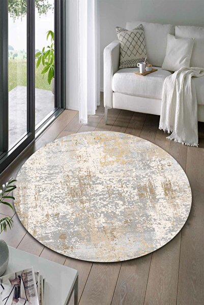 Halise Home Kaymaz Taban Dijital Baskı Yıkanabilir Yuvarlak Yolluk Mutfak Halısı