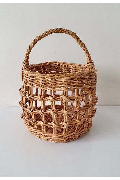 AFRALYAHOME 20x18 см плетена кошница от ратан и бамбук - ръчно изработена