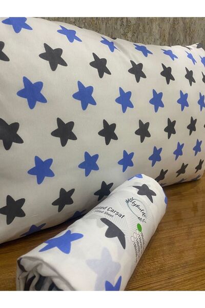 uykulife home collection Uykulife - Blue Gray Star Single Elastic Sheet Set