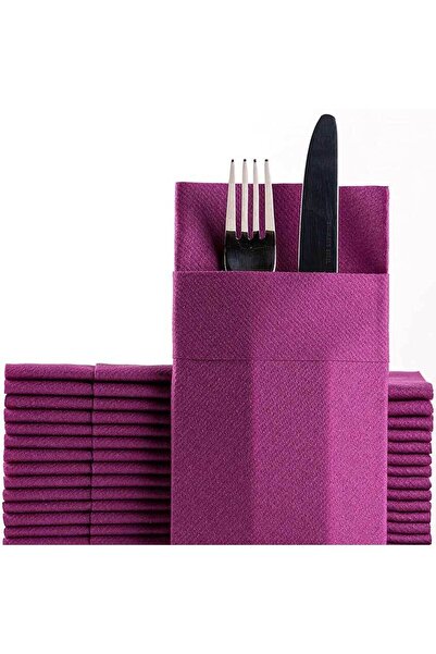 AS7 KAĞITÇILIK Mor Kumaş Dokulu Airlaid Cepli Peçete 40x40 1/8 50'li Paket