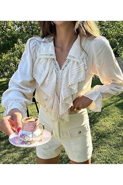 Sinemsi Butik FIRFIR DETAYLI İŞLEMELİ GÖMLEK