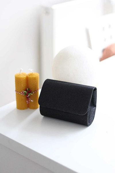 Moom Bag Дамска черна мини чанта тип клъч за вечер
