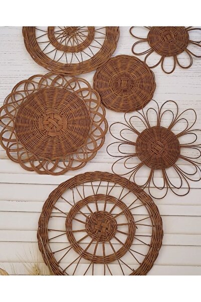 afralya home Salon-Yatak Odası Duvar Dekoru- Rattan 6lı Duvar Dekorasyonu