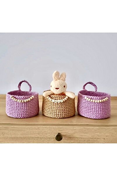 afralya home Çocuk Odası Dekoratif İsme Özel Sepet Dekoratif Hasır Sepet, Ask...