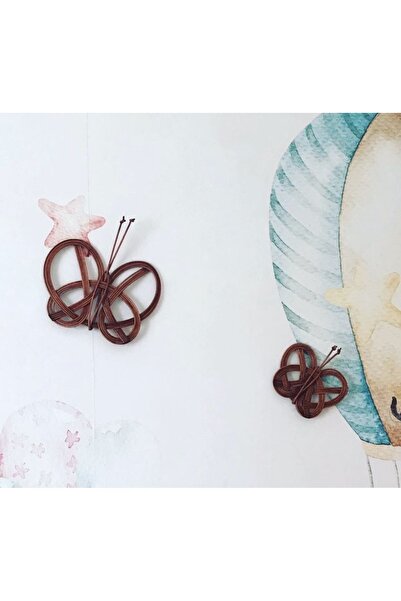 afralya home Rattan 2'li Duvar Dekoru Doğal El Yapımı Kelebek Duvar Dekoru