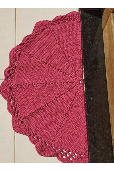 afralya home Banyo / Balkon Kapı Önü Yarımay Şeklinde Örgü Kilim Paspas