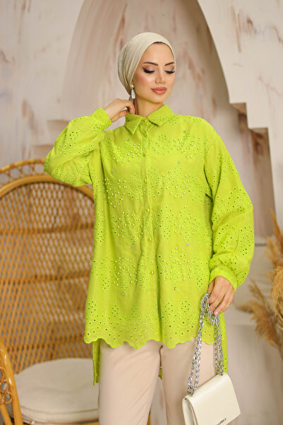PİNK FLY Embroidered Pearl Women's Tunic Shirt - Standard