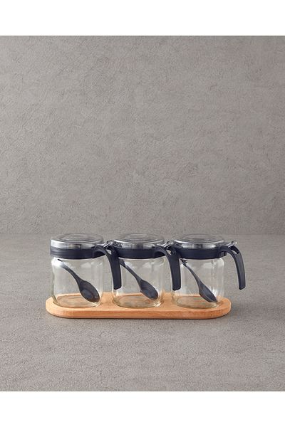 Berghoff Maddy Glass - Set of 3 Black Spice Pots 425 ml