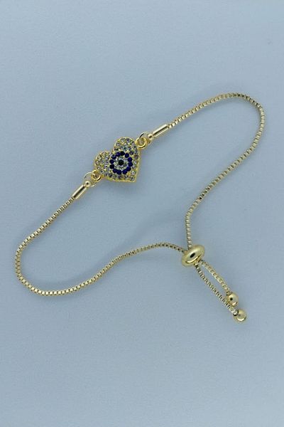 SEVENSLEEPERS Gold Color Heart Bracelet, Zircon Stone Transformation Elevator Adjustable to the Ankle.