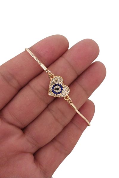 SEVENSLEEPERS Gold Color Heart Bracelet, Zircon Stone Transformation Elevator Adjustable to the Ankle.