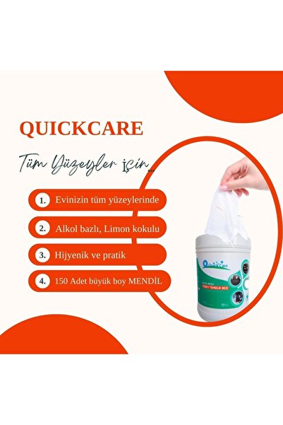 QUICKCARE 150 قطعة مناديل مبللة اقتصادية - مطهرة، تعتمد على الكحول ورائحة الل...