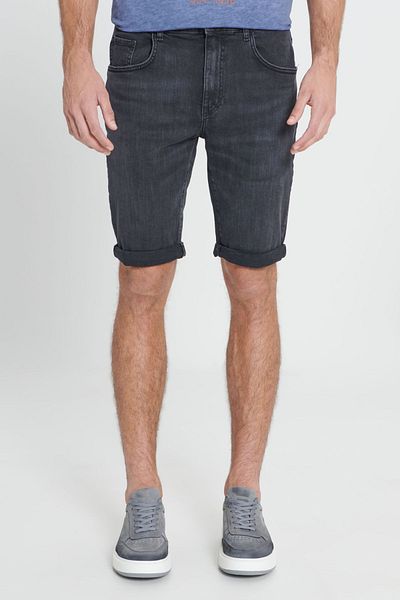 AC&Co / Altınyıldız Classics Ανδρικό τζιν σορτς Anthracite Color Slim Fit - Βαμβακερό ελαστικό με 5 τσέπες