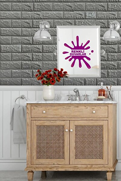 Renkli Duvarlar Silinebilir Boyanabilir Estetik Kendinden Yapışkanlı Esnek Gri Tuğla Duvar Kağıdı Paneli