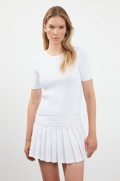 Trendyol Collection Tenká blůza s černým ecrum krátkým rukávem, dvojité balení – TWOAW25BZ00102