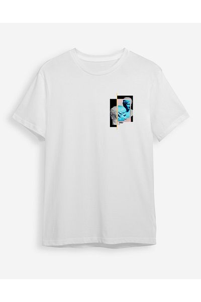Trendyol Collection Koszulka z nadrukiem Rzeźba Biała Regularna - TMNSS24TS00223
