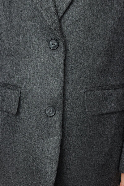 Trendyol Collection Oversize Anthracite Midi Coat - TWOAW24KB00204