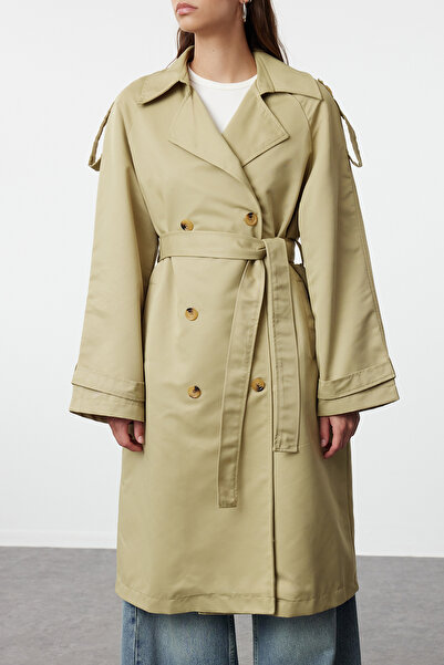 Trendyol Collection Khaki Color Water Repellent Trench Coat - Belted, Regular Fit TWOSS20TR0012