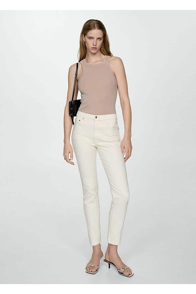 MANGO Woman Claudia Slim Cut Crop Jean kalhoty