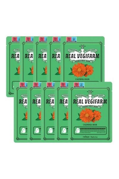 JEJUDO fortheskin real vegifarm - Calendula Mask 10 Pieces for Acne and Irritated Skin