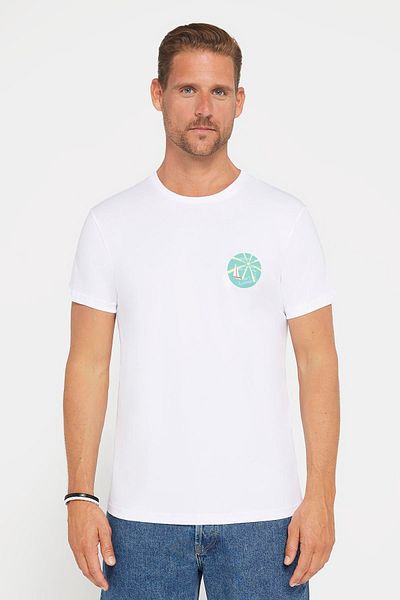 Tudors Λευκό T-Shirt με λαιμόκοψη - 100% βαμβάκι, απαλή υφή, στάμπα και λεπτή εφαρμογή