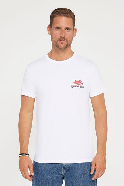Tudors Λευκό T-Shirt με λαιμόκοψη - 100% βαμβάκι, απαλή υφή, στάμπα και λεπτή εφαρμογή