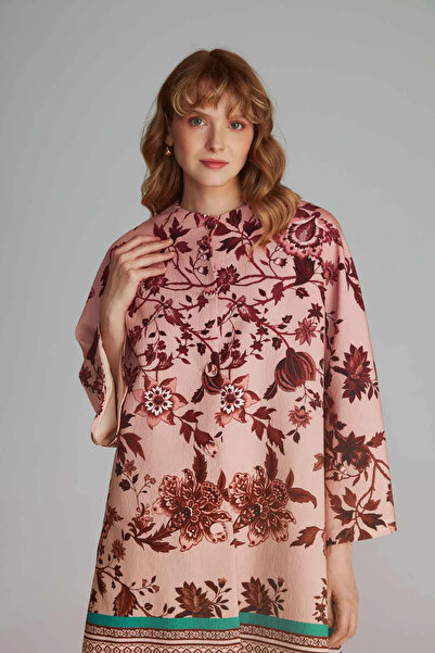 Gusto Patterned Kaftan - Dusty Rose