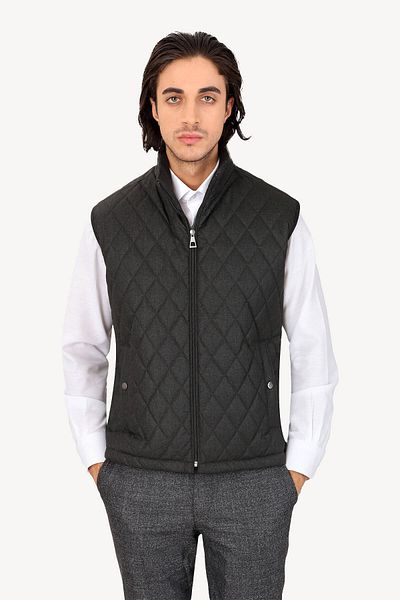 Ysf Men's Green Quilted Classic Vest