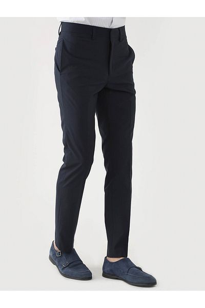 Dufy Ανδρικό ίσιο κλασικό παντελόνι Navy Blue - 84536